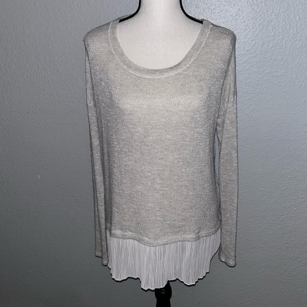Abercrombie & Fitch Oversized Long Sleeve Tunic Layered Top Gold Ivory Size XS